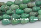 CAB03 15.5 inches 8*12mm teardrop green grass agate gemstone beads