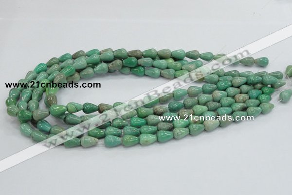 CAB03 15.5 inches 8*12mm teardrop green grass agate gemstone beads