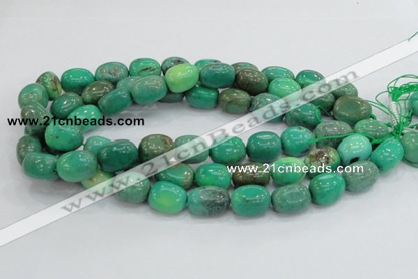 CAB04 15.5 inches 12*20mm nugget green grass agate gemstone beads