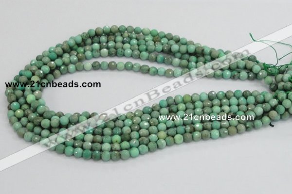 CAB06 15.5 inches 6mm faceted round green grass agate gemstone beads