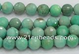 CAB07 15.5 inches 8mm faceted round green grass agate gemstone beads