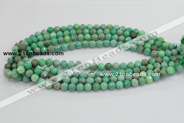 CAB07 15.5 inches 8mm faceted round green grass agate gemstone beads