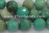 CAB10 15.5 inches 14mm faceted round green grass agate gemstone beads