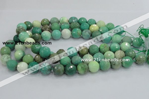 CAB11 15.5 inches 16mm faceted round green grass agate gemstone beads