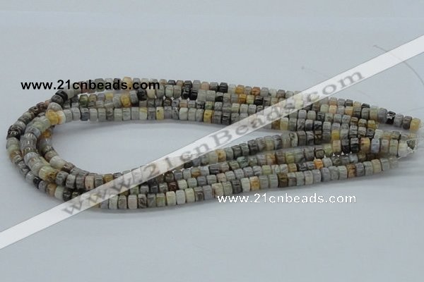 CAB138 15.5 inches 4*6mm roundel bamboo leaf agate beads