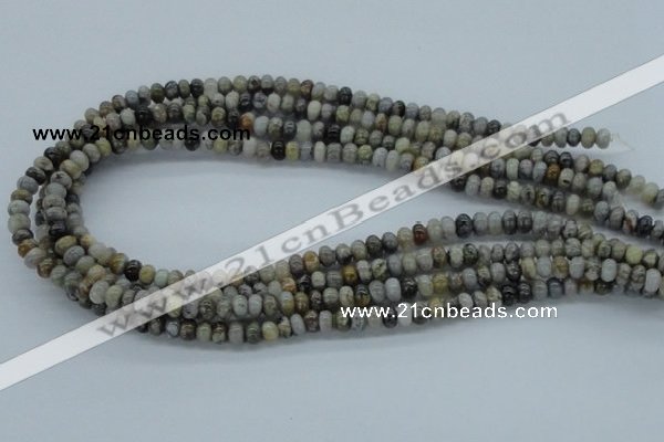 CAB141 15.5 inches 4*6mm rondelle bamboo leaf agate beads