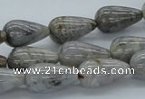 CAB144 15.5 inches 10*18mm teardrop bamboo leaf agate beads