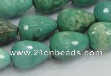 CAB15 15.5 inches 12*18mm faceted teardrop green grass agate beads