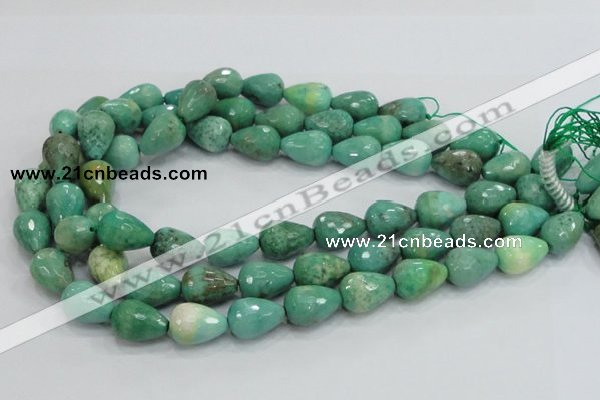 CAB15 15.5 inches 12*18mm faceted teardrop green grass agate beads