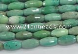 CAB18 15.5 inches 6*12mm faceted rice green grass agate beads