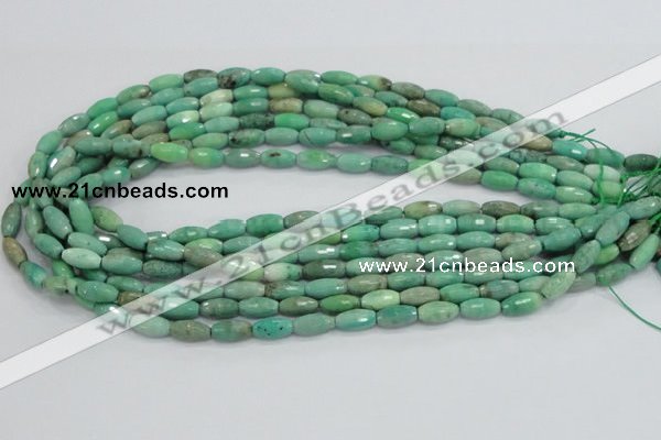 CAB18 15.5 inches 6*12mm faceted rice green grass agate beads