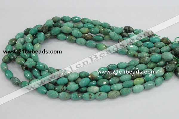 CAB19 15.5 inches 8*12mm faceted rice green grass agate beads