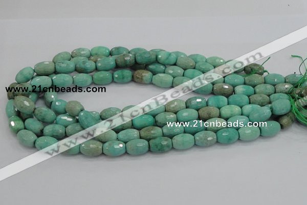 CAB20 15.5 inches 10*15mm faceted rice green grass agate beads