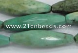 CAB22 15.5 inches 11*40mm faceted rice green grass agate beads