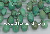 CAB23 15.5 inches 7*10mm faceted teardrop green grass agate beads