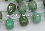 CAB24 15.5 inches 10*14mm faceted teardrop green grass agate beads