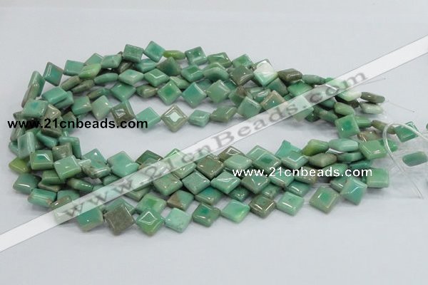 CAB27 15.5 inches 10*10mm diamond green grass agate gemstone beads