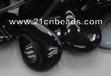 CAB315 15.5 inches 18*25mm flat teardrop black agate gemstone beads