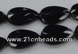 CAB316 15.5 inches 12*20mm faceted teardrop black agate gemstone beads