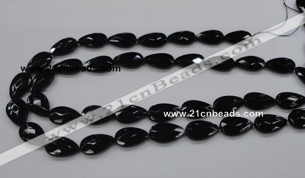 CAB316 15.5 inches 12*20mm faceted teardrop black agate gemstone beads