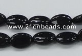 CAB318 15.5 inches 8*12mm oval black agate gemstone beads wholesale