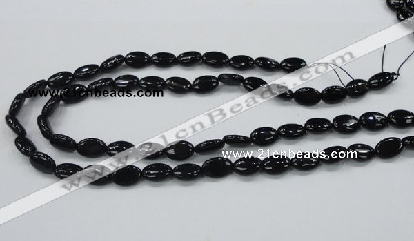 CAB318 15.5 inches 8*12mm oval black agate gemstone beads wholesale