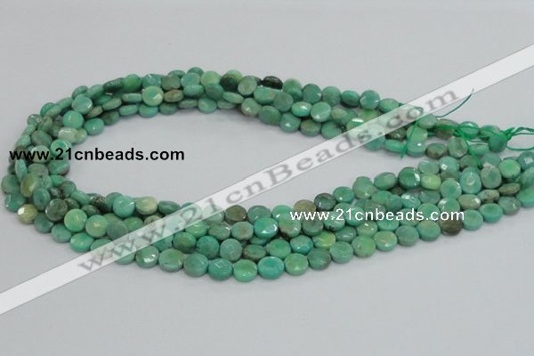 CAB32 15.5 inches 8mm faceted coin green grass agate gemstone beads