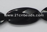 CAB321 15.5 inches 20*40mm faceted oval black agate gemstone beads