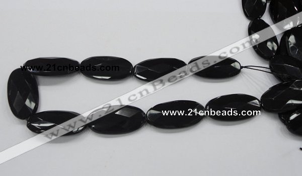 CAB321 15.5 inches 20*40mm faceted oval black agate gemstone beads