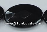 CAB323 15.5 inches 35*50mm faceted oval black agate gemstone beads