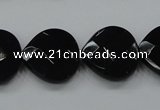 CAB324 15.5 inches 20*20mm faceted heart black agate gemstone beads