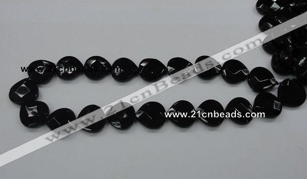 CAB324 15.5 inches 20*20mm faceted heart black agate gemstone beads