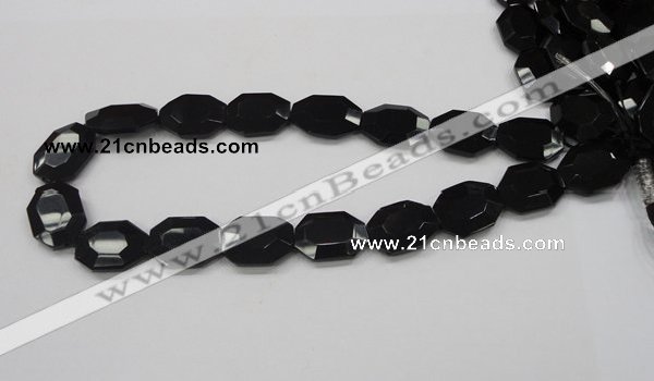 CAB325 15.5 inches 18*24mm faceted octagonal black agate gemstone beads