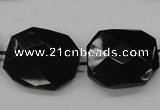 CAB326 15.5 inches 25*30mm faceted octagonal black agate gemstone beads