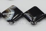 CAB327 15.5 inches 20*20mm diamond black agate gemstone beads