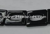CAB328 15.5 inches 18*24mm hollow rectangle black agate gemstone beads