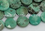 CAB33 15.5 inches 14mm faceted coin green grass agate gemstone beads