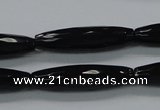 CAB330 15.5 inches 8*30mm faceted rice black agate gemstone beads