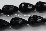 CAB331 15.5 inches 13*17mm faceted teardrop black agate gemstone beads