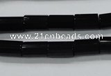 CAB333 15.5 inches 8*12mm faceted column black agate gemstone beads