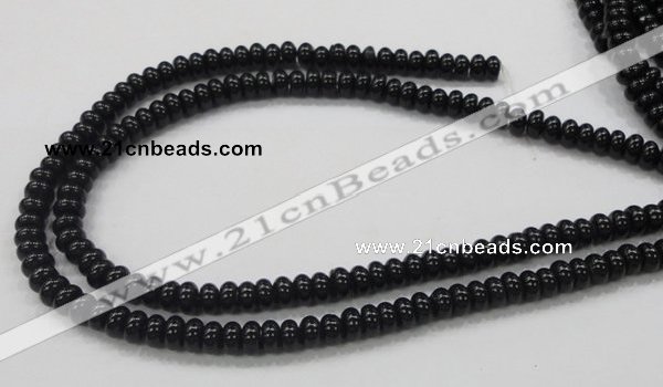 CAB339 15.5 inches 4*8mm rondelle black agate gemstone beads