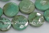 CAB34 15.5 inches 18mm faceted coin green grass agate gemstone beads