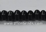 CAB340 15.5 inches 8*14mm hexagon rondelle black agate gemstone beads