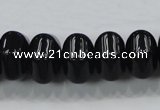 CAB341 15.5 inches 12*18mm hexagon rondelle black agate gemstone beads