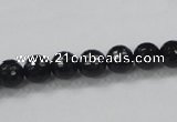 CAB343 15.5 inches 8mm faceted round black agate gemstone beads