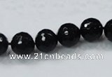 CAB344 15.5 inches 10mm faceted round black agate gemstone beads