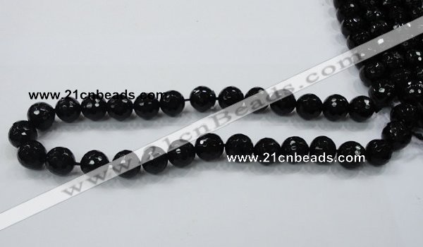 CAB344 15.5 inches 10mm faceted round black agate gemstone beads