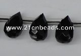 CAB348 15.5 inches 7*10mm faceted teardrop black agate gemstone beads