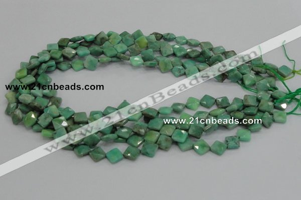 CAB35 15.5 inches 8*8mm faceted diamond green grass agate beads