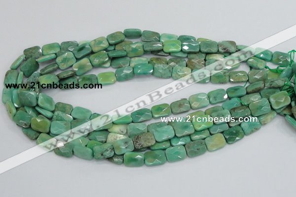 CAB36 15.5 inches 10*14mm faceted rectangle green grass agate beads